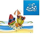 3D Lustige Sommer Pop Up Karte Strand Urlaub Pop Up Karten Ruhestand Pop Up Karte Karte für Strandliebhaber oder Reiseliebhaber Spaß Just Because Muttertag Vatertag Pop Up Karte für BFF für E