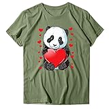 Tops Damen Sommer Lang T-Shirts Sport, Panda Druck Kurzarm Casual Sommer Crop Tops Teenager Mädchen Bequeme Sport Weiches Sweatshirt Rundhals Vintage Tshirt Bluse Top