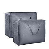 Clastyle 105L Faltbare Unterbett Aufbewahrungstasche Groß Kleideraufbewahrung Vliesstoff Verdickung mit Griff Unterbettkommoden Atmungsaktiv für Kleidung Bettdecken, 2 Stück G