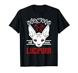 Funny Satan Cat Lucipurr Goth 666 Okkult Satanic Pentagramm T-S