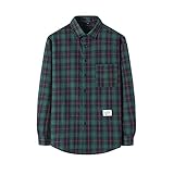 routinfly Herren Langarm-Fleece-Hemd, 2021, normale Passform, Langarm, kariert, Flanellhemd, modisch, lässige B