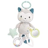 FEHN 057102 Activity-Katze mit Ring / Motorikspielzeug zum Aufhängen mit spannenden Anhängern zum Greifen und Geräusche erzeugen, für Babys und Kleinkinder ab 0+ M