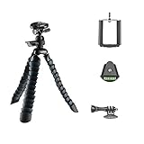 Mantona Armadillo DSLR flexibles Mini Kamera und Tisch Stativ für Kamera Smartphone Actioncam, Traglast 3 kg, Höhe 28 cm, mit Kugelkopf, inkl. Smartphone Halter und GoPro Adapter, schwarz/g