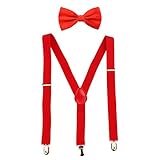 HABI mehrfarbig elastisch Hosenträger Y-Form Länge für Damen und Herren mit den starken Clips Playshoes und Halsschleife Fliege in verschiedenen Desig