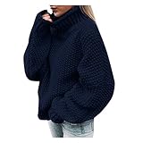 IFOUNDYOU Winterpullover Damen Winter Rollkragen Strickpullover Fledermausärmel Einfarbig Elegant Casual Pulli Langarm Warm Strickoberteile Pullover Oversize Lässige Lose Langarmshirts Longp