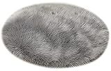 Cumay Kunstfell Pelz Stil Teppich Faux Fleece flauschig Bereich Teppiche Anti-Rutsch Yoga Teppich für Wohnzimmer Schlafzimmer Sofa Boden Teppiche, (Rund Grau, 60x60cm)