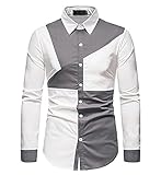 Herrenbekleidung Frühjahr und Herbst Neue Herren Stitching Fake Cloak Print Langarm Shirt Gentleman Warm Herren Polo Rugby Shirts Patchwork Tops Größe S-XXXXXL, weiß 2, S