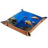 Leder Tablett,Taschenleerer,Valet Tray,Tablett Organizer,Fische in Meeres Aquarium ,für Kommode Schreibtisch W