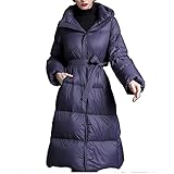 WEIQI Wallpaper Daunenmantel für Frauen warm Dicker mit Kapuze Ente Parkas Elegante Damen lockere Lange Mäntel mit Gürteloberbekleidung,Lila,S