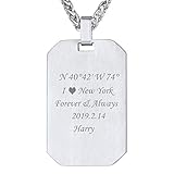 U7 Militärische Erkennungsmarke Herren personalisiert Schmuck Edelstahl Name Texte Gravur Dog Tag mit 3mm/60cm Kette Männer Jungen Anhänger Halskette einzigartiges Geschenk für Geburtstag