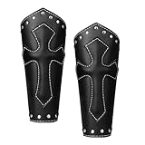 2 Stü PU Lederarm Arm Schutz Kreuz Armband Mittelalter Handgelenk Armschiene Schw