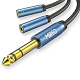 MillSO 6.35mm auf 3.5mm Splitter Kabel 2X 3,5mm Buchse zu 1x 6,35mm 3 Polig Stecker Audio Verteiler Klinke Y Adapter mit Vergoldete Kontakte und Metall Hülse für Lautsprecher und Kopfhörer - 30CM