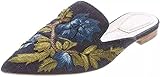 Axellion Loafers für Damen, bestickte Pantoletten, Samt, rückenfrei, Slipper, Loafers mit spitzem Zehenbereich, flache Pantoletten, (Denim Florals), 38.5 EU
