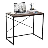 Schreibtisch,Computertisch,PC Tisch,Bürotisch Arbeitstisch mit Stabiler V-förmiger Struktur Homeoffice Holz Metallframe (Brauner X)