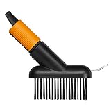 Fiskars Fugenbürste mit zusätzlicher Kratz-Klinge, Gerätekopf, Länge: 18,5 cm, Breite: 15 cm, Stahl-Borsten/Glasfaserverstärkter Kunststoff-Rahmen, Schwarz/Orange, QuikFit, 1000657