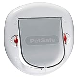 PetSafe Große Katzenklappe für Katzen/kleine Hunde, Ideal für Fenster/Schiebetüren, Tiere bis 10 kg, 4 manuelle Verschlussoptionen, Weiß, Stayw