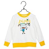 Martinex Pippi Langstrumpf Mädchen Sweatshirt, Bio-Baumwolle, Kinder Pullover mit Pippi und Pferd Grafik, Lizenziertes Originaldesign (Gelb, 98)