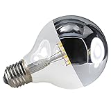 YSSMAO G80 E27 6W Dimmer Led Filament Cob-Birnen-Licht 110V-220V Dimming Globe Edison Silver Top Spiegel Shadowless Lampe warmes Weiß