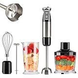 FineTess Stabmixer Set 5 in 1 elektrischer hand blender 600w Multifunktionsmixer mit Stabmixer, Schneebesen, Zerhacker, Messbecher, Ergonomischer Handgriff zur Geschwindigkeitsk