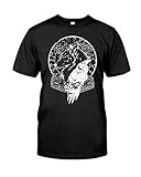 BBYOUTH Odins Raben T-Shirt Wikinger Kostüm Ragnar Baumwolle Klassische Männer Kurzarm Nordische Geschenke,Wolf Crow,L