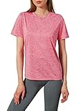 Woolicity Damen T-Shirt Kurzarm Yoga Tops Casual Sport Shirt Running Fitness Shirts Sportbekleidung Kurzarm Oberteile Top Rosenrot L