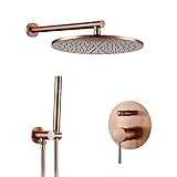 Rain Shower System with Shower Head Rose Gold Shower Combo Set Brass Shower Faucet Set with Handheld Shower Wall Mounted Single Handle Rain Mixer Shower Combo Set (Size : 10 Inch)