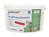 Profi Fassadenfarbe, weiß, 10 Liter, matte, wasserabweisende Aussen-Dispersion, hohe Wasserdampfdurchlässigk