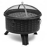 ANGUOEY Tragbare Feuergruben Edelstahl Mesh BBQ Feuer Outdoor Fire Pits Steel Feuerschüssel mit Grill Grill Barbecue Brazier Für Garten T