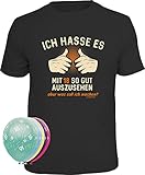 T-Shirt 5 Luftballons Ich hasse es mit 18 so gut auszusehen schwarz Größe L