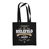 Fashionalarm Stoffbeutel - Ich komme aus Bielefeld - Bin viel Cooler als du | Beutel Baumwolltasche mit Spruch Geschenk Idee für stolze Bielefelder, Farbe:schw