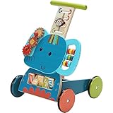 labebe Baby Lauflernwagen Holz Blau Elefant Lauflernhilfe 3 in 1 Push Pull Spielzeug Activity Babywalker Kinderwagen für Kinder ab 1 J