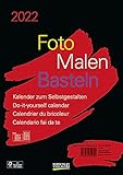 Foto-Malen-Basteln Bastelkalender A4 schwarz 2022: Fotokalender zum Selbstgestalten. Aufstellbarer do-it-yourself Kalender mit festem Fotok