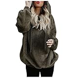 BOLANQ Damen Kapuzen Sweatshirt Mantel Winter Warme Wolle Reißverschlusstaschen Baumwollmantel Outw