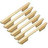 6 Stück Möbelgriffe Aluminiumlegierung Schrankgriffe Gold Küchengriffe Einfachheit Elegant Schiebetür Griff Schubladengriffe Kabinett Griffe kommode Ziehgriffe (Lochzentren:96mm,Gold)