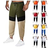 KIMODO Jogginghose Sporthose Trainingshose-Reißverschlusstaschen Herren Fitness Haremshose Atmungsaktiv Farbabstimmung Bindung Fußband Lange Hose mit Taschen (A-Gelb, XXL)