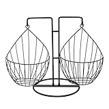 IAN LAU obstschale Obstschale mit Bananenaufhänger, Metall Abnehmbarer Obstkorb Bananenhalter Obstlagerständer Arbeitsplatte for Snacks Obst Obst Etagere schmücken (Color : Black)