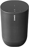 Sonos Move Smart Speaker (Wasserfester WLAN und Bluetooth Lautsprecher mit Alexa Sprachsteuerung, Google Assistant und AirPlay 2 – Kabellose Outdoor Musikbox mit Akku für Musikstreaming) schw