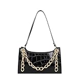 liuduo Damen Crossbody, Designer Schultertaschen, Handtaschen Damen Gradient Alligator Muster Unterarmtasche PU Kette Handtaschen, Schwarz ,