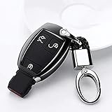 JIANGCJ Mode Auto Keychain-Schlüsselanhänger + Tsoft Auto-Schlüssel-Abdeckungs-Kasten Shell | Key Case für das Auto für Mercedes Benz W203 W211 CLK C180 E200 A200 AMG (Color : Dblack)