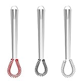 HEMO 3 Stück Edelstahl-Spiralbesen, Mini-Schneebesen Class, Küchen Schneebesen, Edelstahl Schneebesen Ballonschneebesen Rührbesen für mischen Schlagen rühren Küchen-Utensilien und Backzubehör S