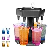 Alihoo 6 Schnapsglasspender und -halter, Shot Dispenser Six Ways, Bar Shot Dispenser, Cocktailspender, Dispenser mit Slogan, Trinkspiele Wine Dispenser einschließlich 6 Silikonstopfen (Farbe)