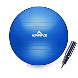 ALPHAPACE Dicker Anti-Burst Gymnastikball Sitzball Trainingsball inkl. Luft-Pumpe, Ball für Fitness, Yoga, Gymnastik, Core Training, für starken Rücken als Büro-Stuhl, Blue, 75