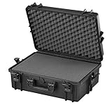 Langlebiger, wasserdichter Ausrüstungskoffer MAX505S von Max für Fotografen mit harter Kunststoffschale, Schaumauskleidungen und Trennwandsets (Schutzart IP67)