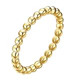 HIJONES Damen Minimalistisch Runden Perlen Schlank Stapel Knöchel Ring aus Edelstahl Hochzeit Schmuck Gold Größe 57