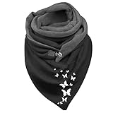 Orgrul Damen Schals Warmer Dreieckschal mit Button Winterschals Retro Damen Wickelschal Lässige Herbstschal Winterschal Halstücher übergroßer Weich Scarf Poncho 1254 (F)