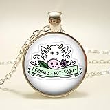 Heißer Verkauf Vegetarische Halskette Herbivore I Love Vegan Bild Halskette Zeit Gem Glas Halskette Geschenk für Veg