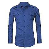 Herren Solide Classic Fit Hemd Business Slim Fit Langarm Businesshemd mit Zwei Taschen Herren Einfarbige Hemden Langarm Slim Fit Casual Formales Hemd Basic Schlichtes Businesshemd Büroarb