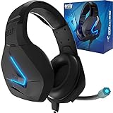 Gaming Headset für PC PS5, Playstation PS4, XBOX SERIES X | S, XBOX ONE,Nintendo Switch,Laptop & Google Stadia Stereo-Sound with mit Geräuschunterdrückung Microphone- Hornet RXH-20 Abyss Auflag