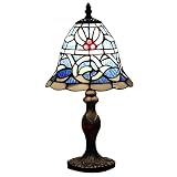 HYFDGV Tiffany Tischlampe Nachttischlampe Blue Barock 8-Zoll-Buntglas-Lampe Schreibtischlampe Nachttischlampe W