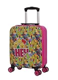 BBM Bags Play Date Trolley aus ABS Kunststoff, Reisetrolley mit BBM Minifigures Hey Motiv, Kindertrolley mit 30 Liter Volumen, Trolleykoffer mit 4 Doppellauf Rollen, Kinder Koffer Pink/B